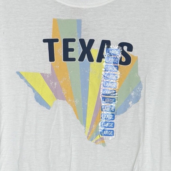 State of Mind Shirt Women Large White Texas Graphic Tee Lounge Basic Casual‎ - Picture 4 of 6